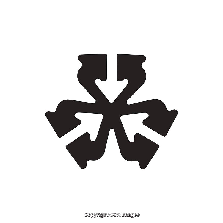 Abstract Black Symbol with Arrowhead Pattern in Radial Formation