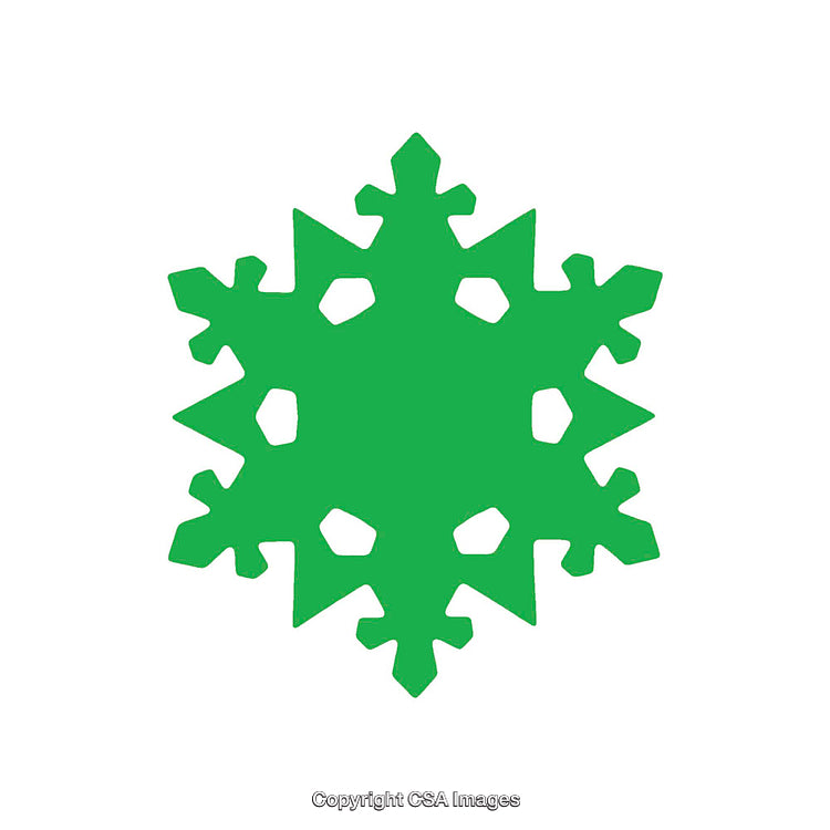 Green Snowflake Dingbat Design on White Background for Winter and Holiday Themes