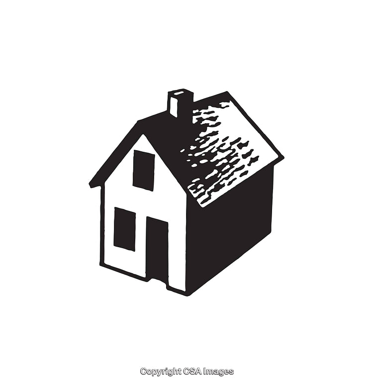 Black and White Line Art of a Simple House Exterior Design