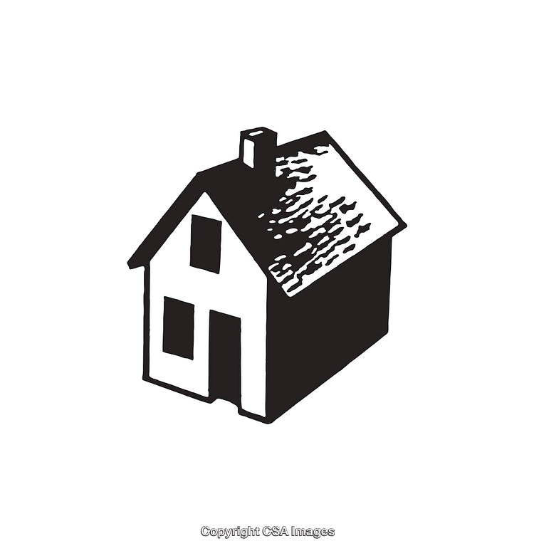 Black and White Line Art of a Simple House Exterior Design