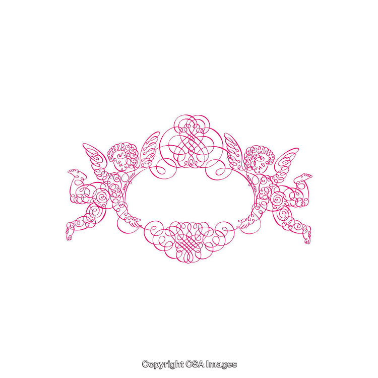 Elegant Pink Baroque Angel Frame Design with Intricate Ornamental Details