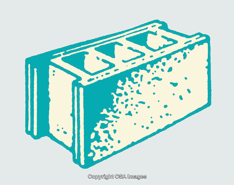 Colorful Line Art Illustration of a Concrete Cinder Block Object