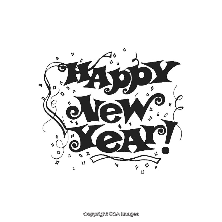Whimsical Happy New Year Design With Decorative Elements and Festive Style