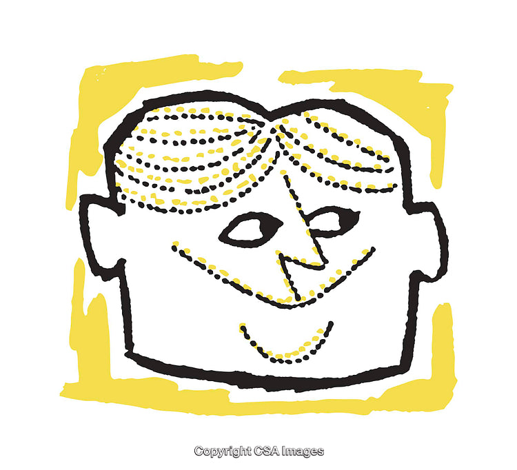Colorful Sketch Style Illustration of a Smiling Face With Yellow Accents