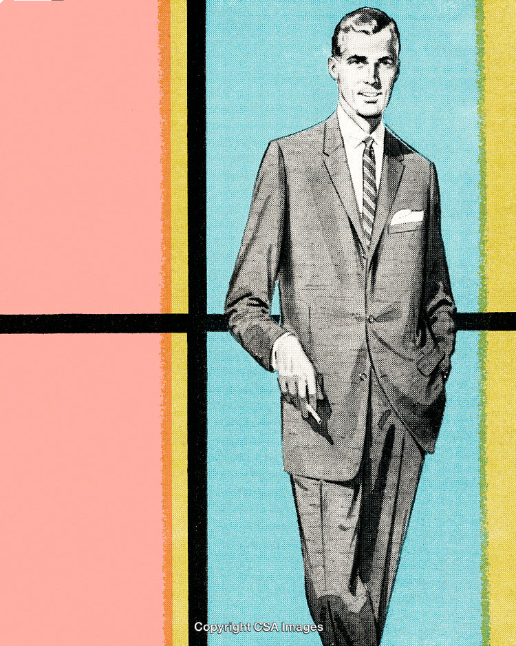 Retro Illustration of a Man in Suit with Colorful Background