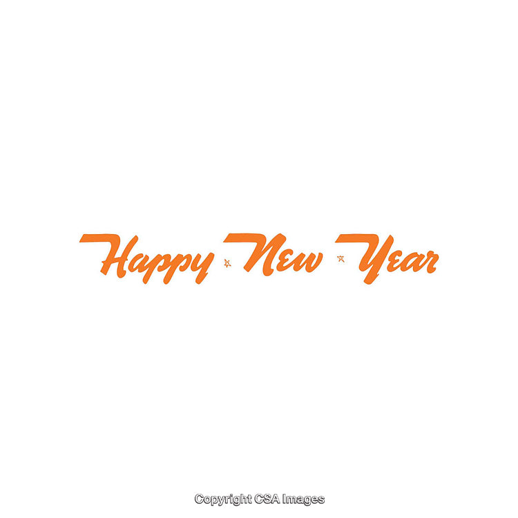 Happy New Year Typography in Vibrant Orange with Festive Design