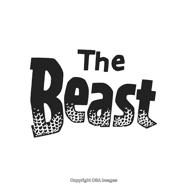 The Beast Logo with Playful Lettering and Scale Texture Design