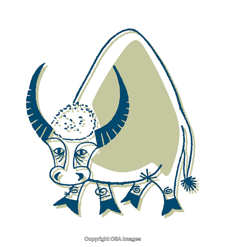 Stylized Color Illustration of a Bull With Vibrant Design Elements