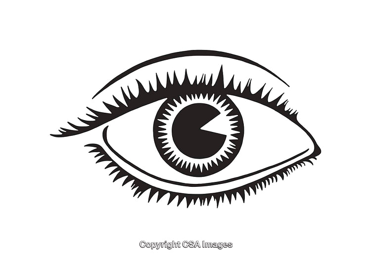Minimalistic Black and White Line Art Eye Illustration with Geometric Design