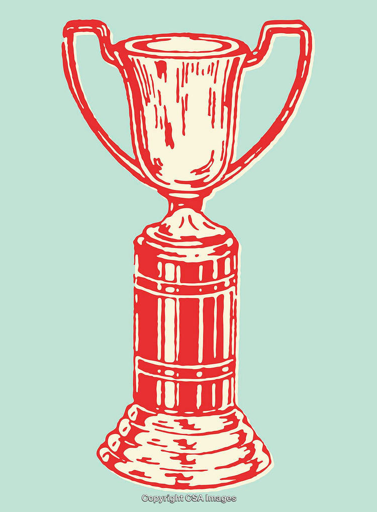 Red Trophy Illustration in Minimalistic Color Line Art Style
