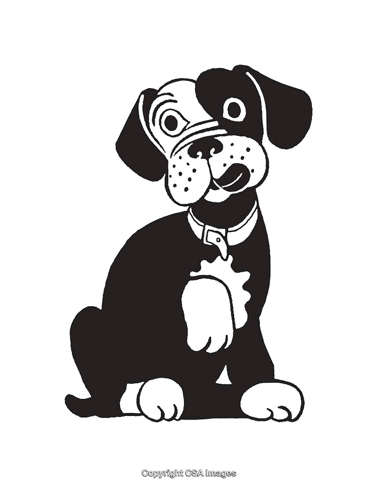Adorable Black And White Line Art Illustration of a Friendly Puppy