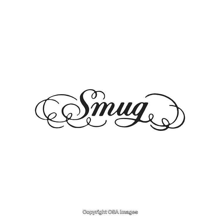 Elegant Calligraphy Design Featuring the Word 'Smug' with Ornamental Accents