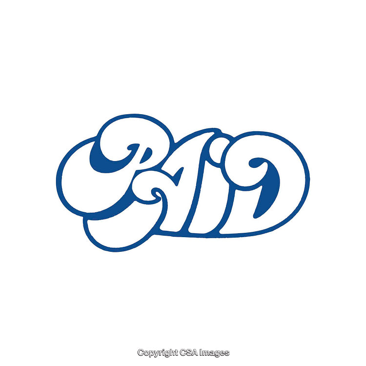 Blue Stylized Word Art Depicting the Term Paid in Flowing Letters
