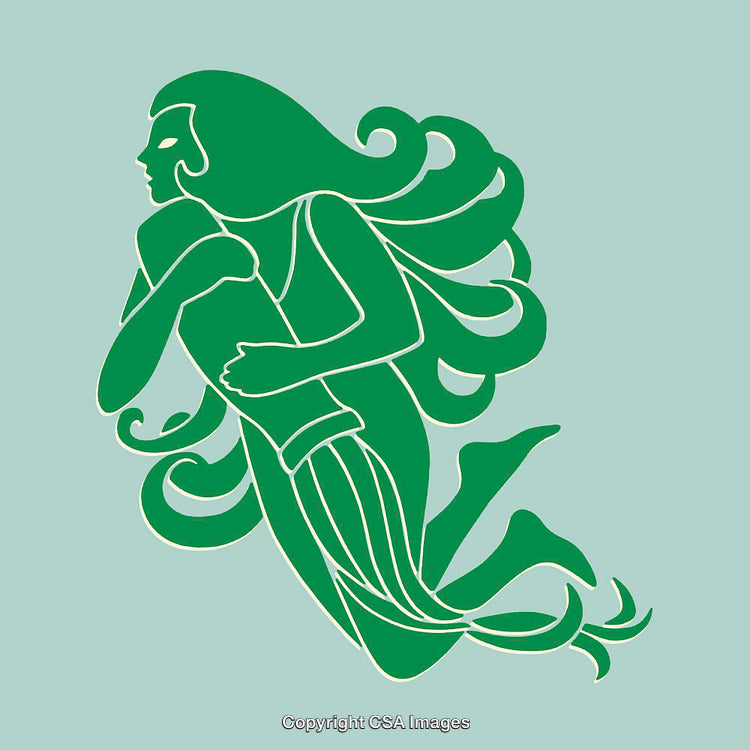 Aquarius Zodiac Symbol in Green Line Art Style Illustration
