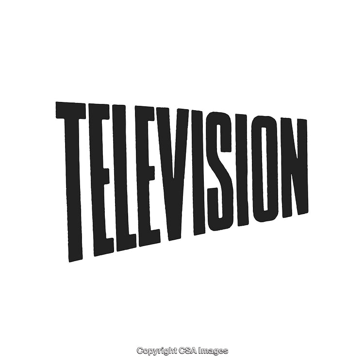 Stylized 'TELEVISION' Text Art on White Background With Bold Typography