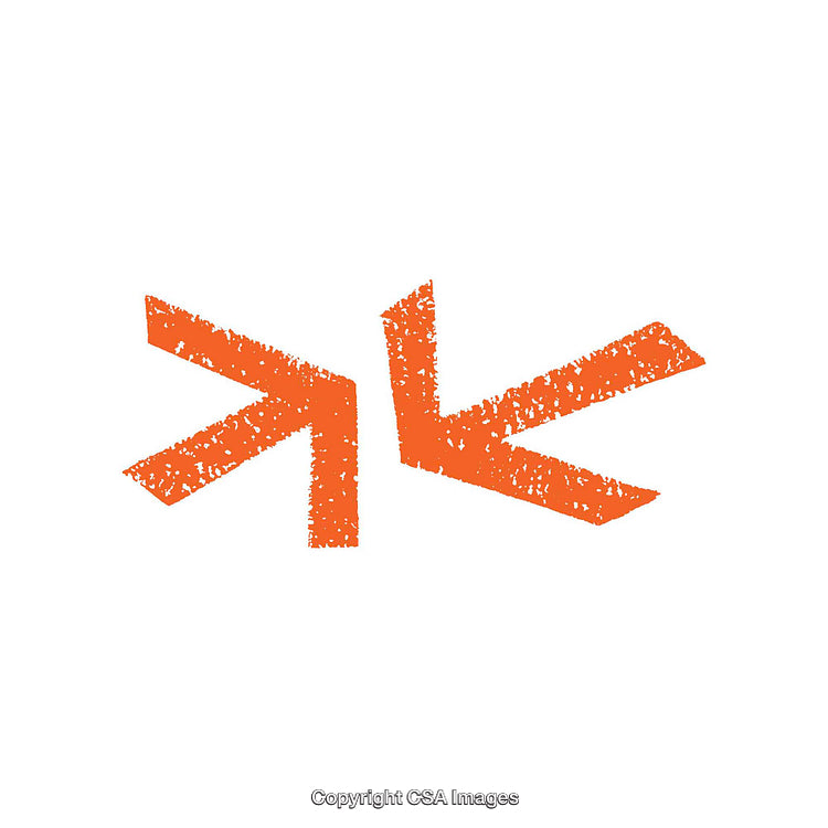 Abstract Orange Arrows Textured Design Symbol on White Background