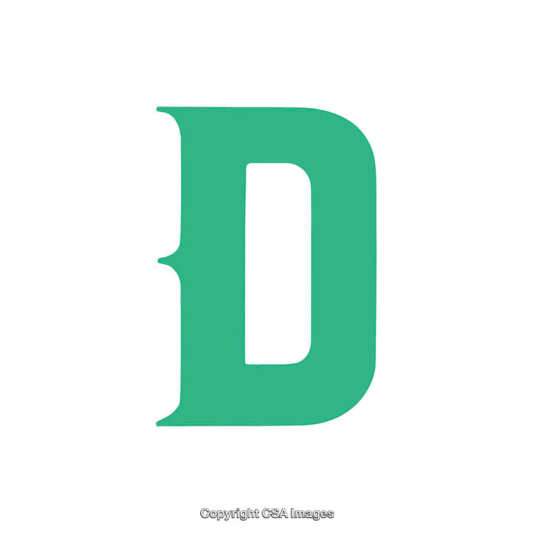 Green Uppercase Decorative Letter D Isolated on a White Background