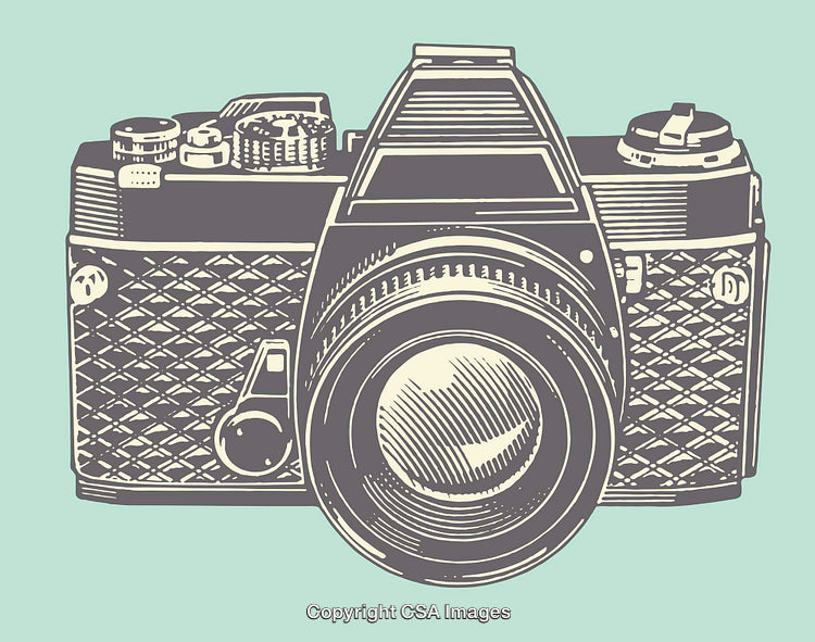 Retro Camera Line Art Illustration With Vintage Aesthetic Style
