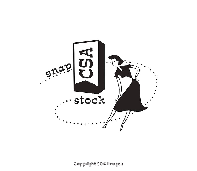 Black and White Line Art Illustration of Retro Styled Woman with Typography