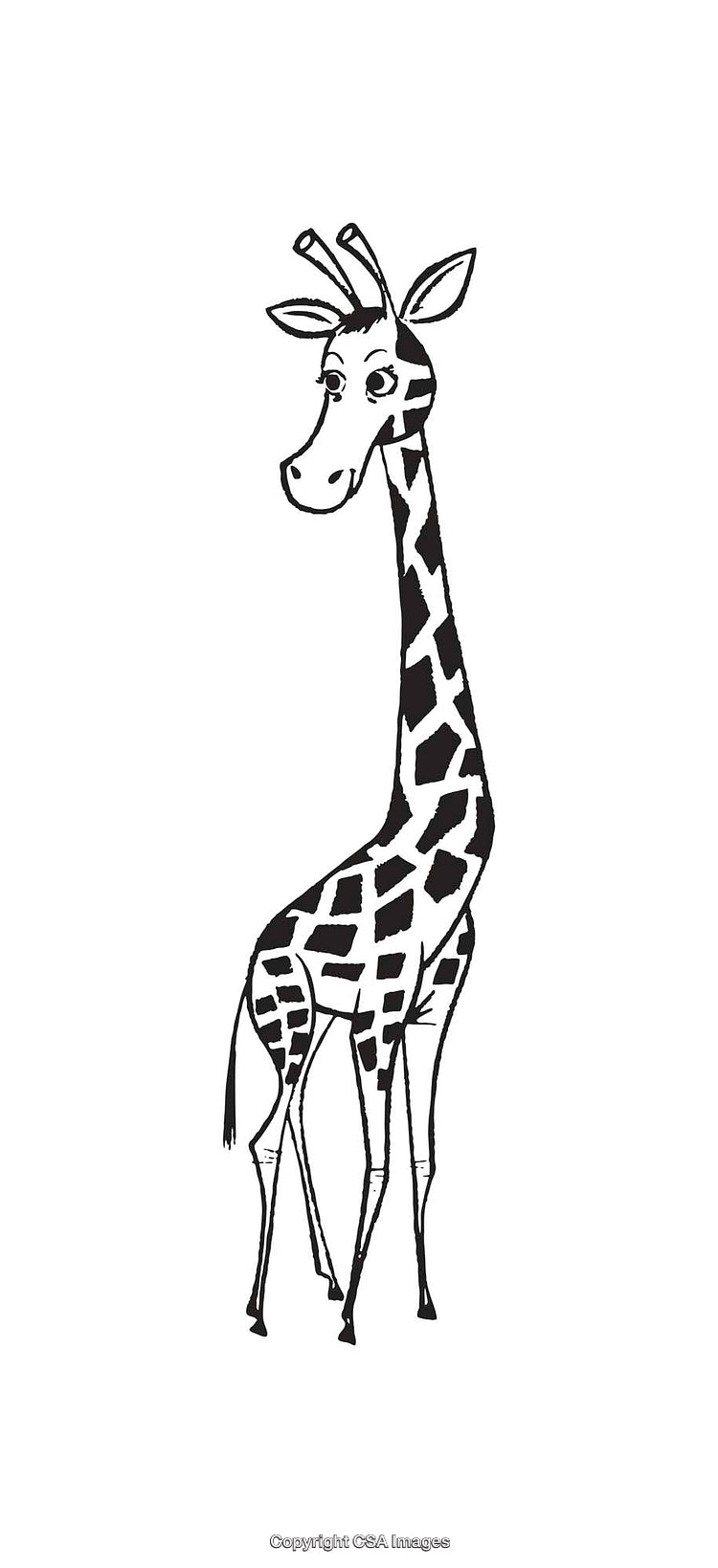 Stylized Giraffe Illustration in Black and White Line Art Design