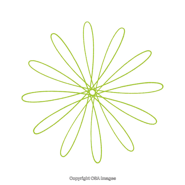 Abstract Green Floral Design Featuring Geometric Petals on White Background