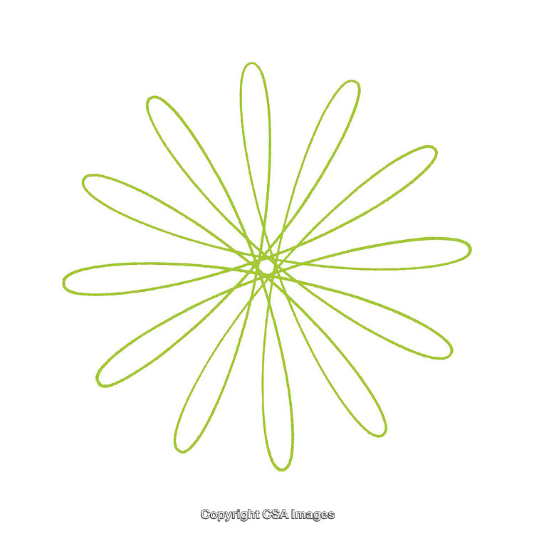 Abstract Green Floral Design Featuring Geometric Petals on White Background
