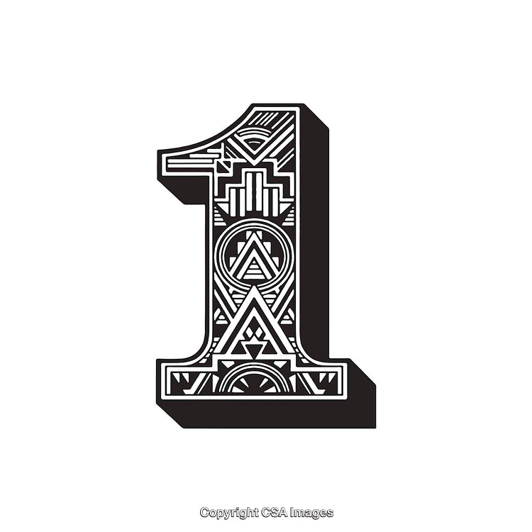 Stylized Number One with Artistic Intricate Patterns