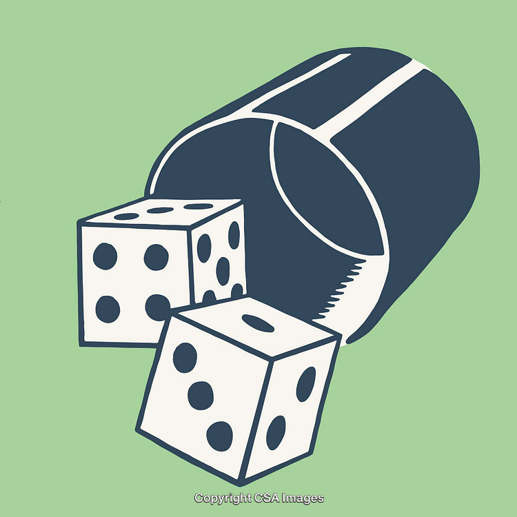 Illustration of Dice and Cup Depicting Gaming Equipment