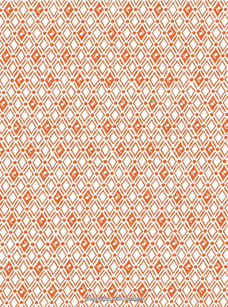Orange Geometric Repeated Pattern with Symmetric Diamond Shapes
