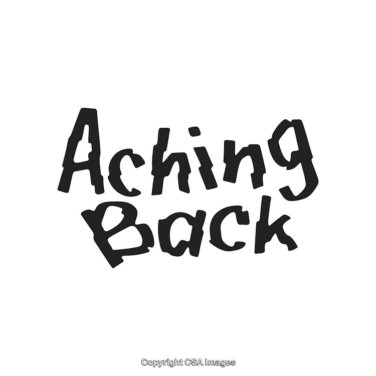 Graphic Text Design Highlighting Back Pain in a Bold Black Font Style