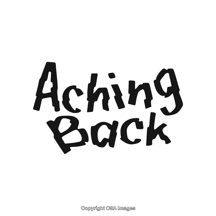 Graphic Text Design Highlighting Back Pain in a Bold Black Font Style