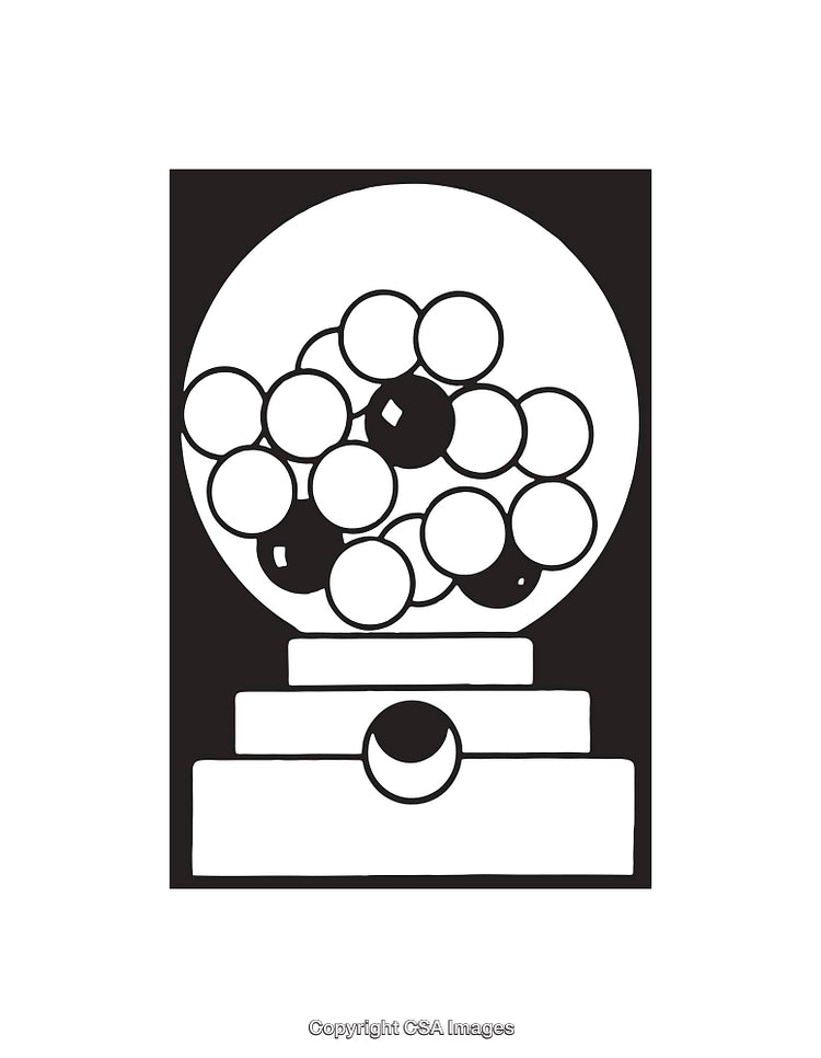 Black and White Line Art Illustration of a Bubble Gum Machine