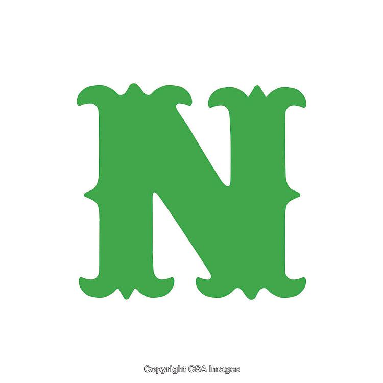 Green Ornate Letter 'N' Isolated on a White Background