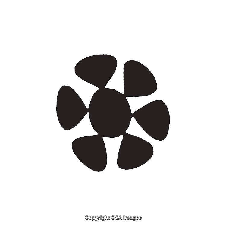 Black and White Abstract Five-Leaf Flower Symbol
