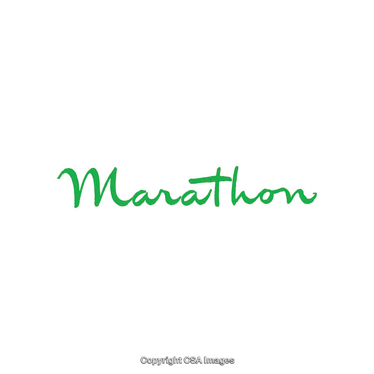 Green Script Typography Featuring the Word Marathon on White Background