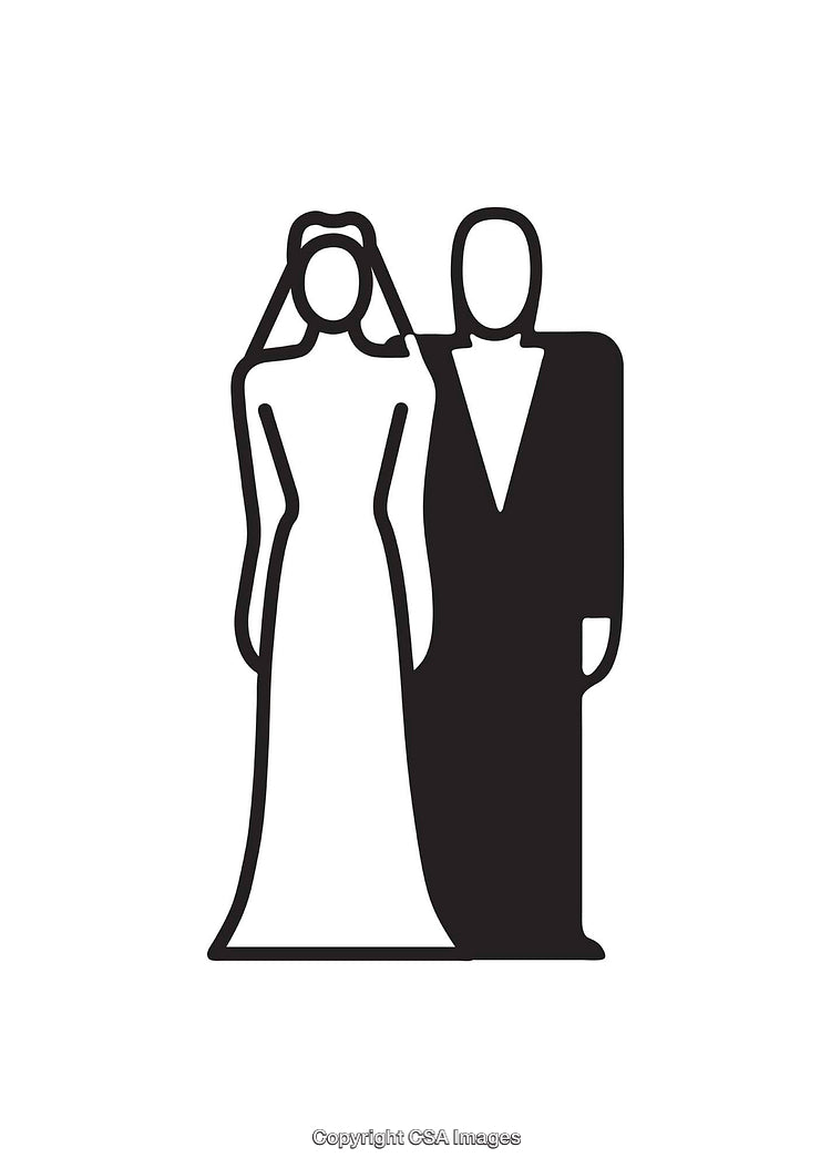 Black And White Icon of a Bride and Groom Standing Together