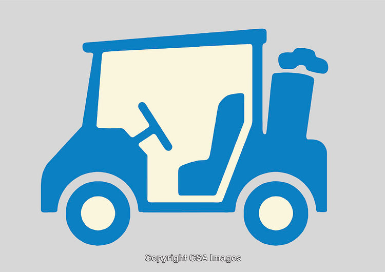 Minimalist Color Illustration of a Blue Golf Cart