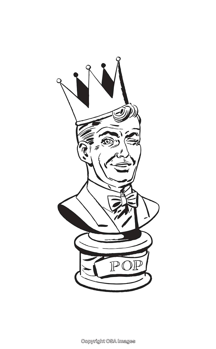 Black and White Line Art of a Crowned Gentleman Bust Illustration