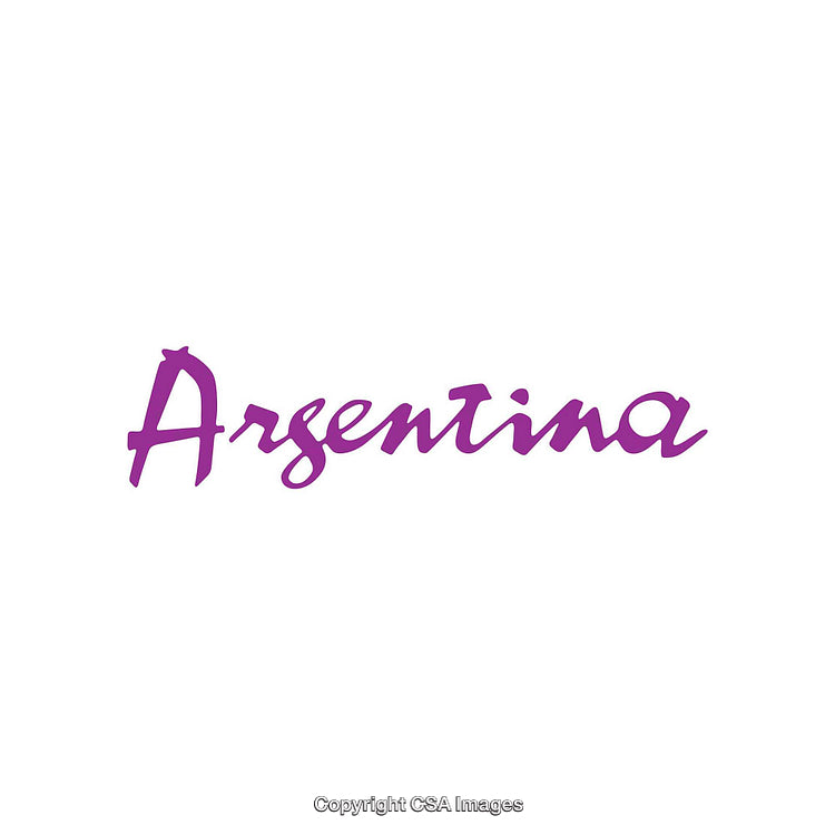 Purple Script Text Design Highlighting the Word Argentina on White Background