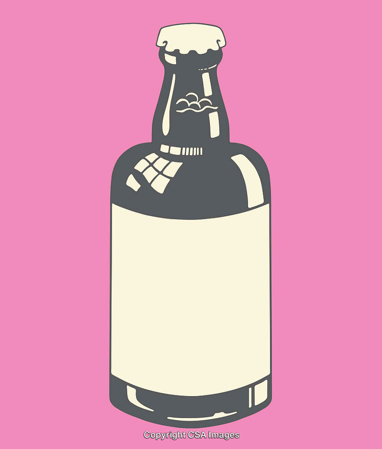 Illustration of a Beverage Bottle on a Pink Background Design