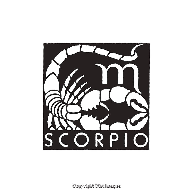 Vintage Black and White Illustration of the Scorpio Zodiac Symbol