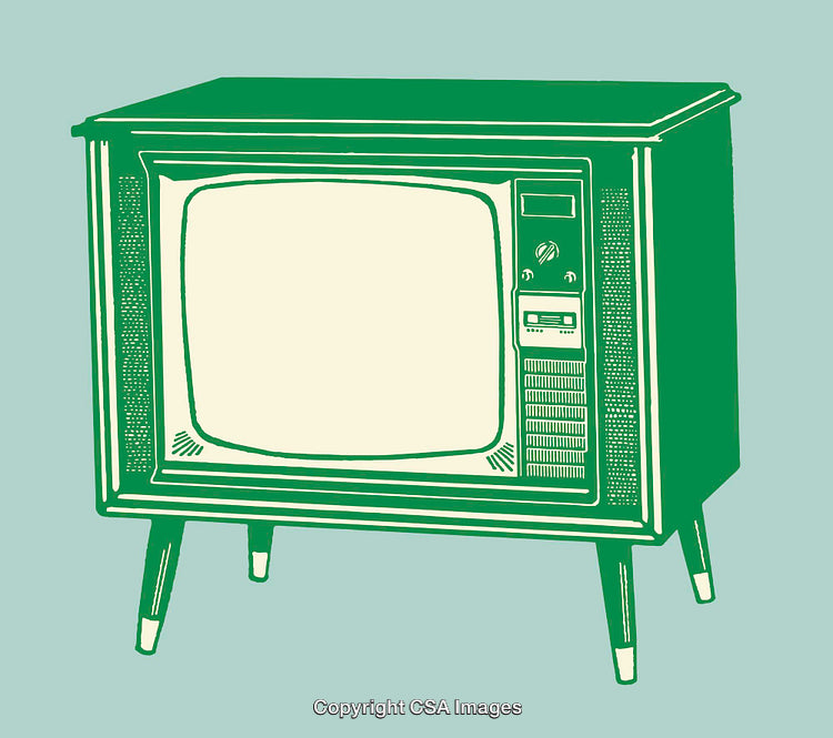 Vintage Green Line Art of a Classic Television