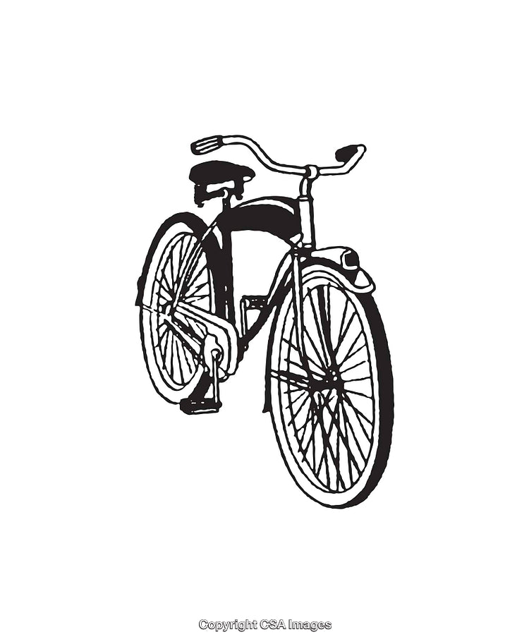 Black and White Illustration of a Classic Vintage Bicycle