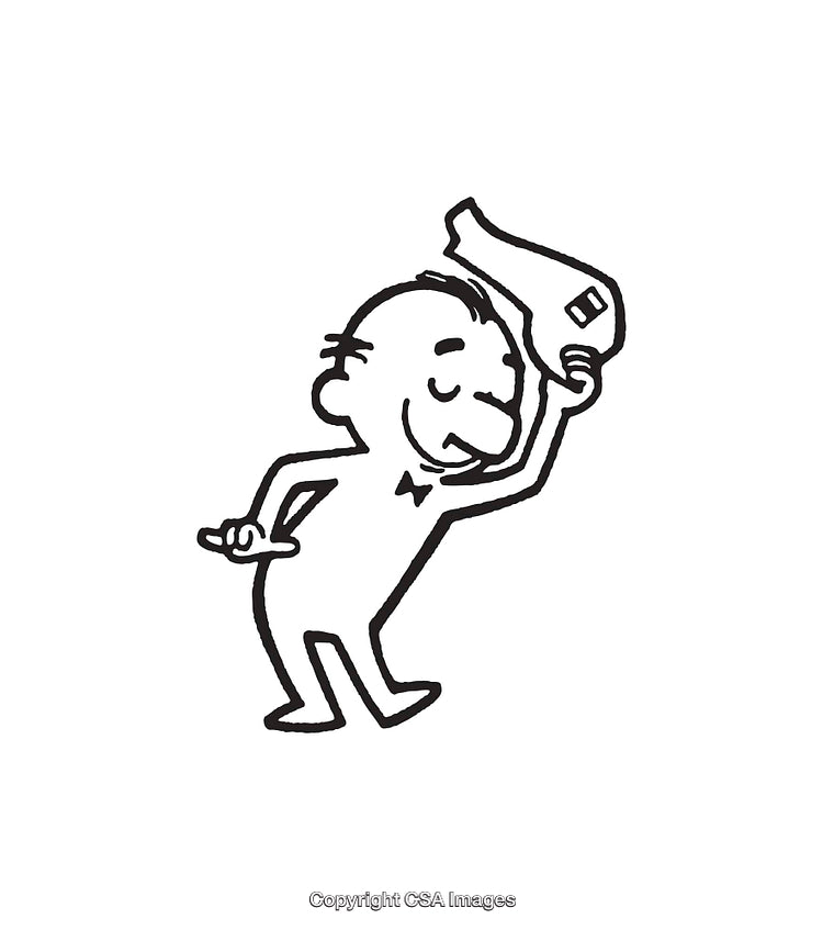 Black And White Line Art of a Man Tipping his Hat