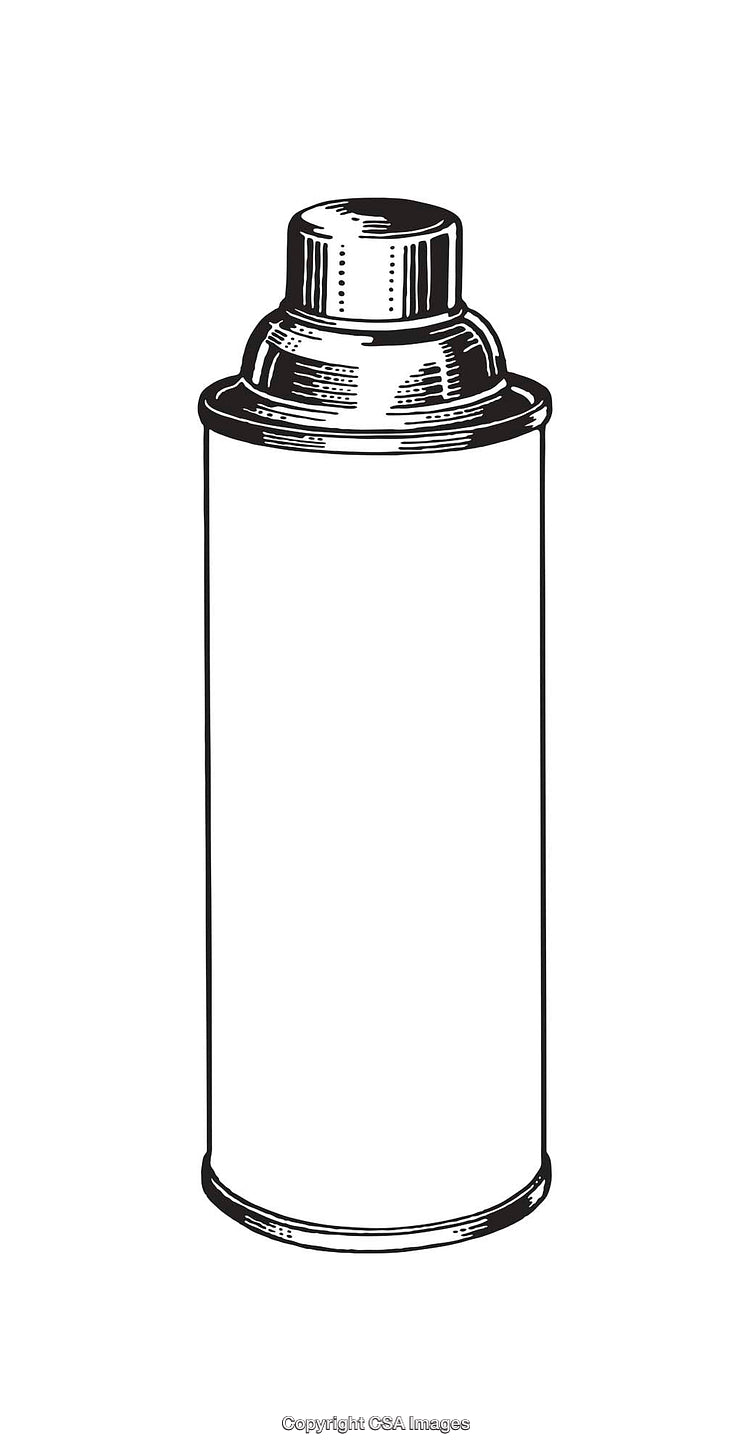 Black and White Line Art of a Spray Can Illustration
