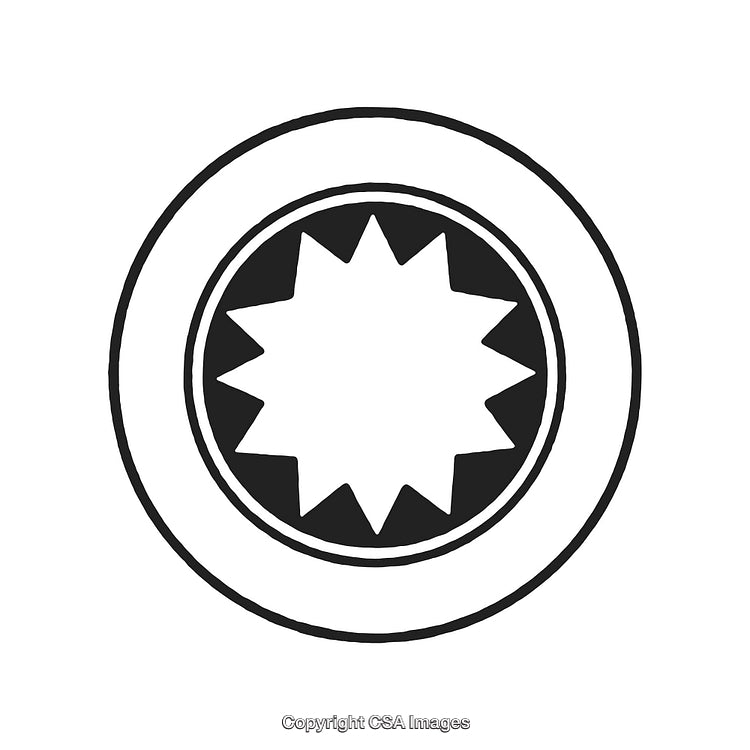Minimalist Black and White Central Star Circular Abstract Design