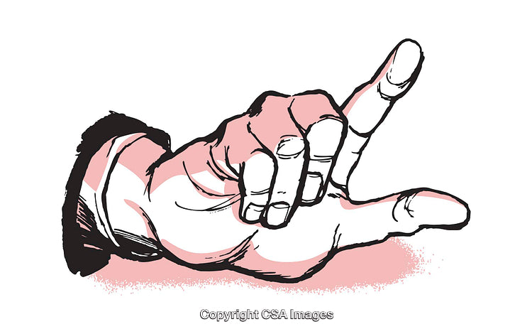Illustrated Hand Giving Rock On Sign with Pink and White Background