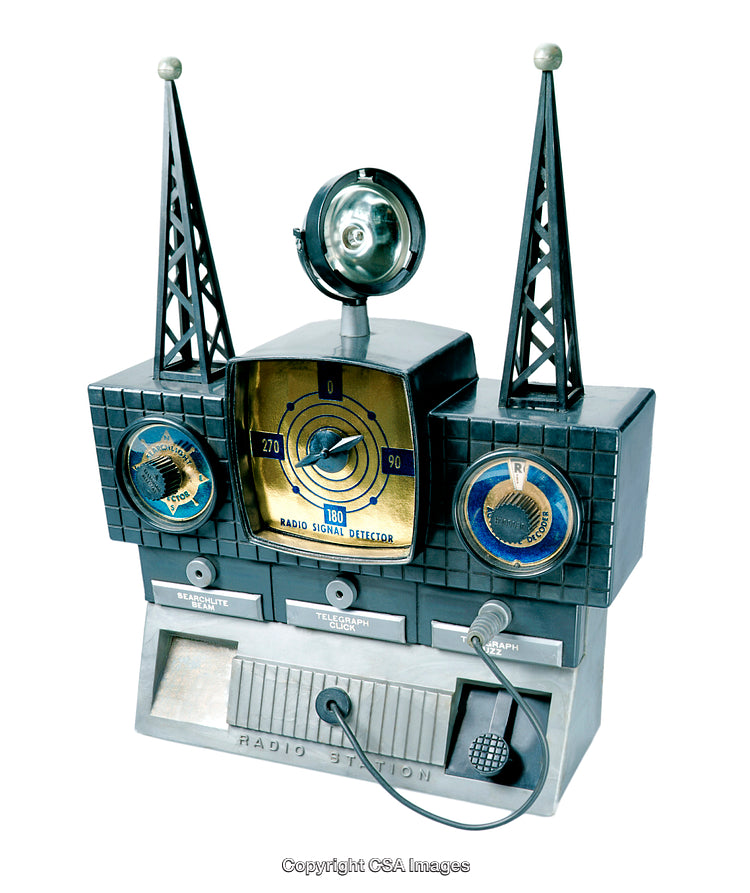 Retro Toy Radio with Antennas and Vintage Dials