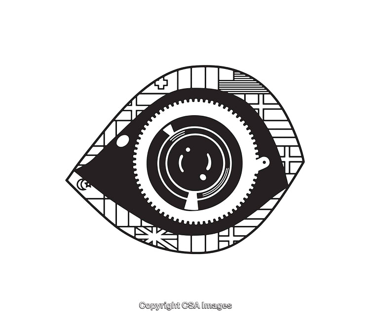 Black and White Line Art Eye with Geometric Intricate Patterns