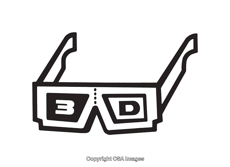 Black and White Icon of 3D Glasses Design